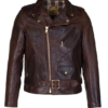 Hand Oiled Lightweight Naked Perfecto® Motorcycle Jacket with Plaid Cotton Lining - Brown